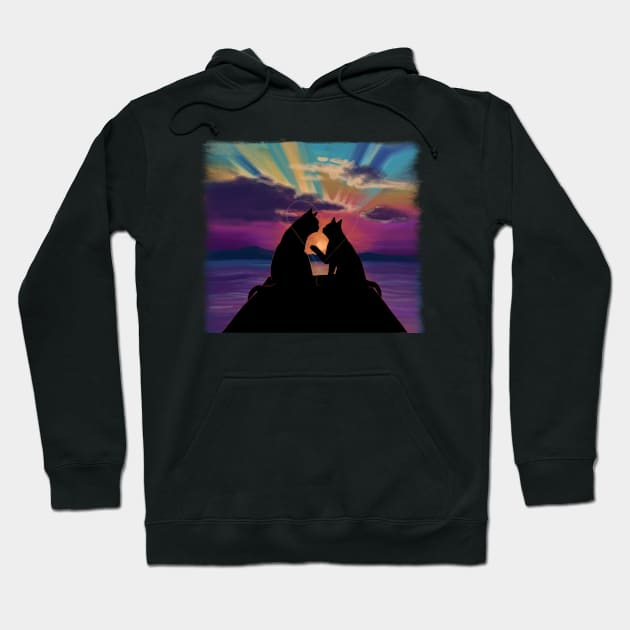 Cat couple at the gold sunset love Hoodie by Vikki.Look